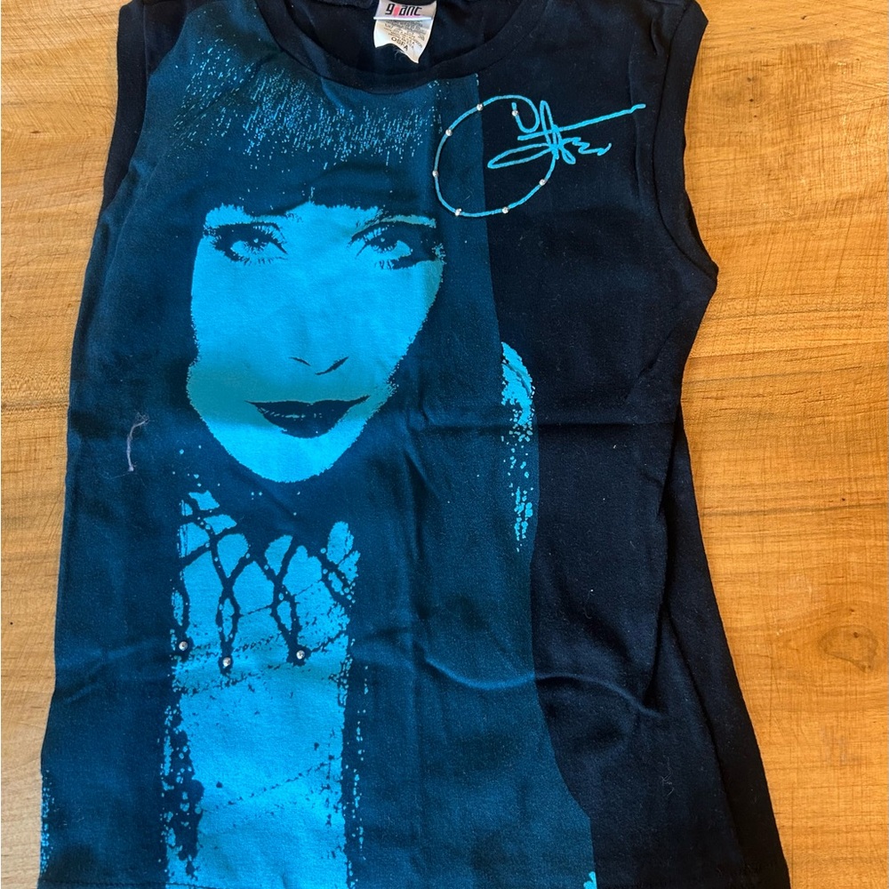 Black and Blue Graphic Sleeveless Top